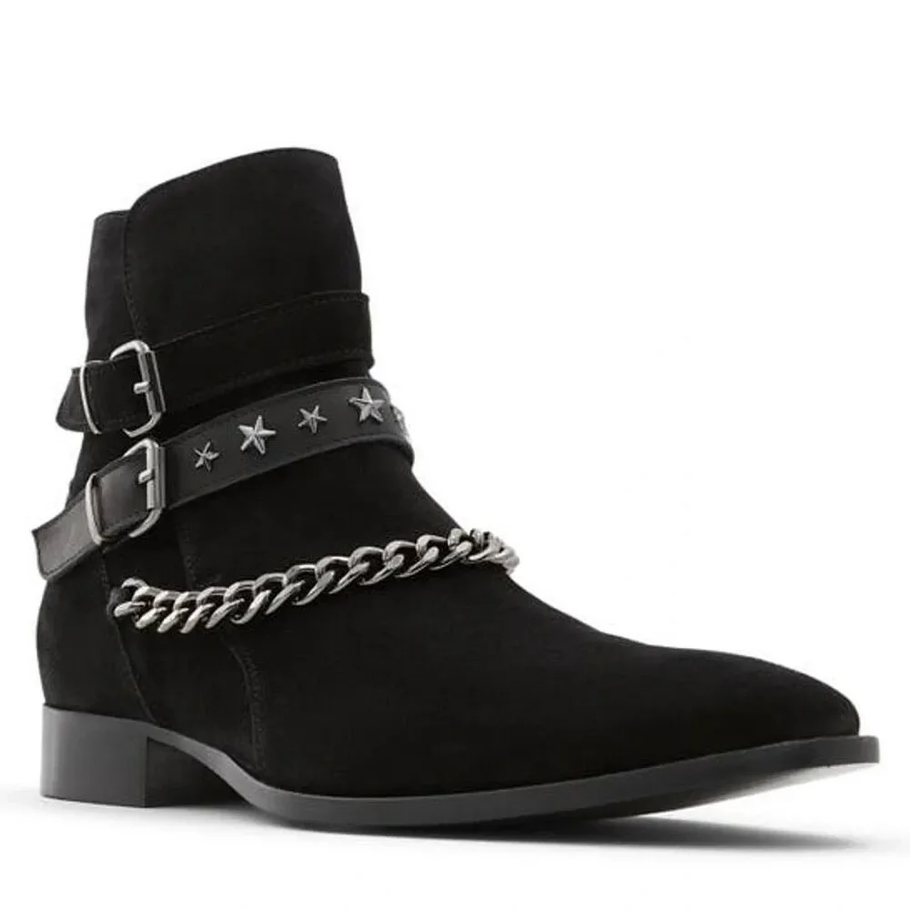 ALDO Men’s Black Suede Studded Siringo Boots Mens size 8